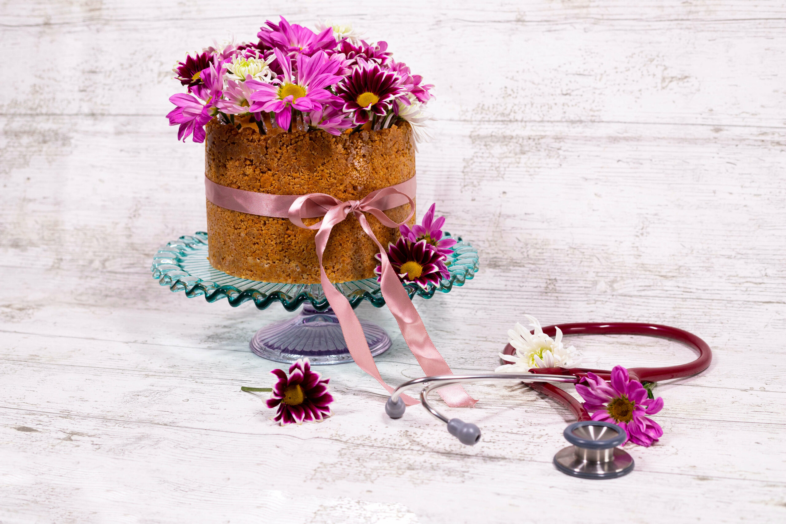 Tarta de flores para el libro de repostería creativa para enfermeras de Amy Mafer - Fotografía gastronómica de Warmedia